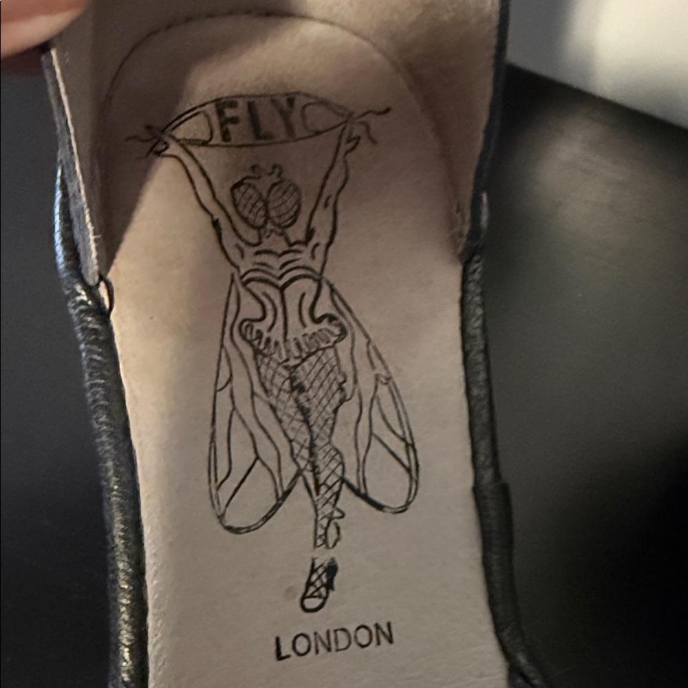 Fly London Navy Leather Ankle-Strap Wedge Sandals size 38 7-7.5US - Picture 2 of 11